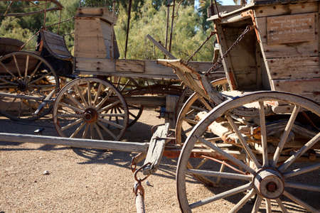 California / USA - August 22, 2015: A old wooden wagon in Death Valley National Park, California, USAのeditorial素材