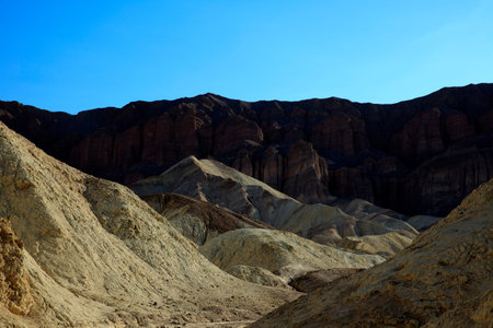 California / USA - August 22, 2015: The landscape at Golden Canyon in Death Valley National Park,...