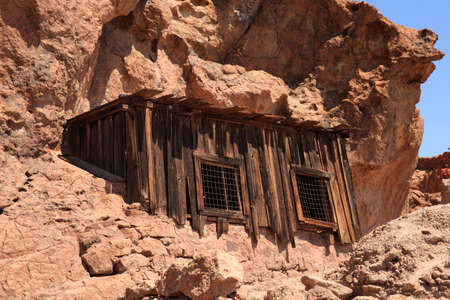 Calico, California / USA - August 23, 2015: A house in a cave in Calico Ghost Town, Calico, California, USAのeditorial素材