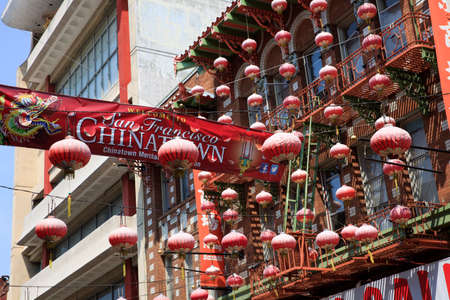 San Francisco, California / USA - August 25, 2015: A house facade in Chinatown neighborhood, San Francisco, California, USAのeditorial素材