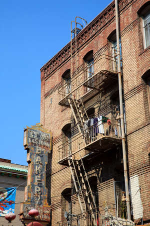 San Francisco, California / USA - August 25, 2015: A house facade in Chinatown neighborhood, San Francisco, California, USAのeditorial素材