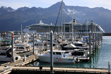 Seward, Alaska / USA - August 08, 2019: Seward port, Seward, Alaska, USA