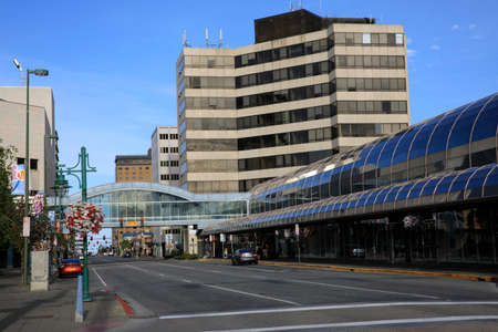 Anchorage, Alaska / USA - August 08, 2019: A typical road in Anchorage town, Anchorage, Alaska,  USAのeditorial素材