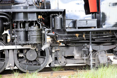 Skagway, Alaska / USA - August 12, 2019: An old steam locomotive in Skagway town, Skagway, Alaska, USAのeditorial素材