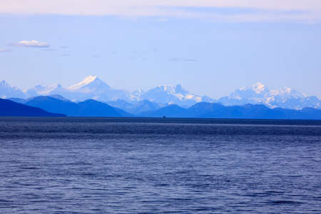 Alaska / USA - August 15, 2019: Alaska coastline view from a cruise ship deck, Alaska, USAのeditorial素材