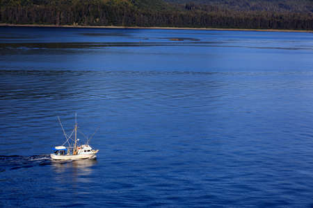 Strait Point, Alaska / USA - August 13, 2019: A fisherman boat at Strait Point, Strait Point, Alaska, USAのeditorial素材