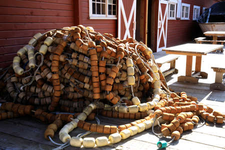 Strait Point, Alaska / USA - August 13, 2019: Fisherman's nets at Strait Point, Strait Point, Alaska, USAのeditorial素材