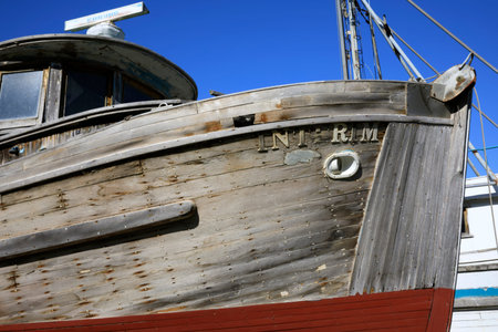Strait Point, Alaska / USA - August 13, 2019: An old fishing boat at Strait Point, Strait Point,...