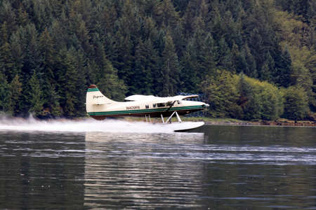 Neets Bay, Alaska / USA - August 18, 2019: A seaplane at Neets Bay, Neets Bay, Alaska, USAのeditorial素材