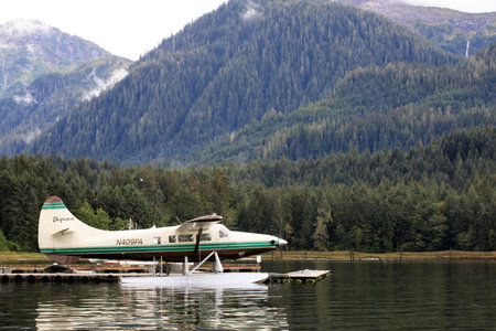 Neets Bay, Alaska / USA - August 18, 2019: A seaplane at Neets Bay, Neets Bay, Alaska, USA