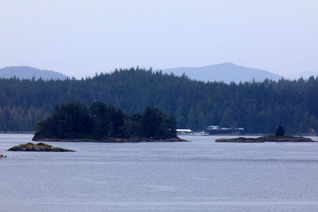 Inside Passage, Alaska / USA - August 18, 2019: Inside Passage coastline landscape, Inside Passage,...