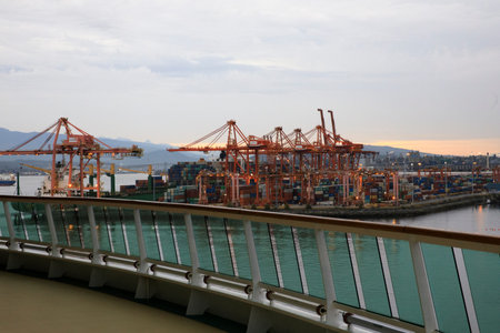 Vancouver, America - August 18, 2019: Vancouver view from port, Vancouver, America