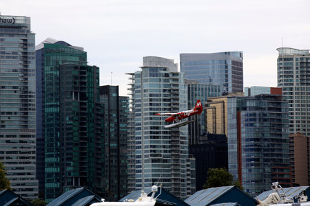 Vancouver, America - August 18, 2019: Vancouver view from Stanley Park, Vancouver, America