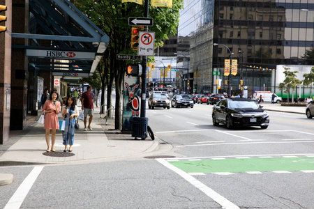 Vancouver, America - August 18, 2019: Vancouver town centre, Vancouver, America