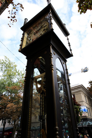 Vancouver, America - August 18, 2019: Gastown Vancouver Steam Clock, Vancouver, America