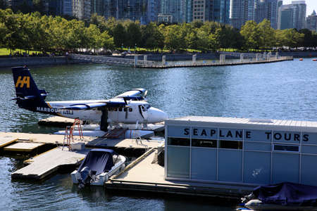 Vancouver, America - August 18, 2019: Seaplane at Vancouver, Vancouver, Americaのeditorial素材
