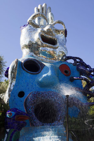 Capalbio (GR), Italy - September 01, 2017: The Popess and The Magician statue in the Garden of Tarot, giardino dei tarocchi, Garavicchio, Capalbio, Tuscany, italyのeditorial素材