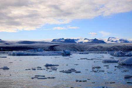 Jokulsarlon / Iceland - August 29, 2017: Ice formations and icebergs in Glacier Lagoon, Iceland, Europeのeditorial素材