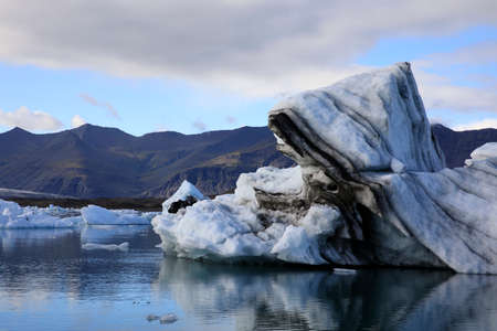 Jokulsarlon / Iceland - August 29, 2017: Ice formations and icebergs in Glacier Lagoon, Iceland, Europeのeditorial素材