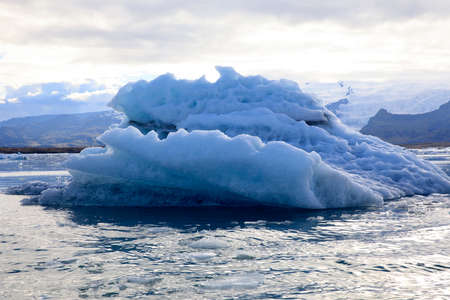 Jokulsarlon / Iceland - August 29, 2017: Ice formations and icebergs in Glacier Lagoon, Iceland, Europeのeditorial素材