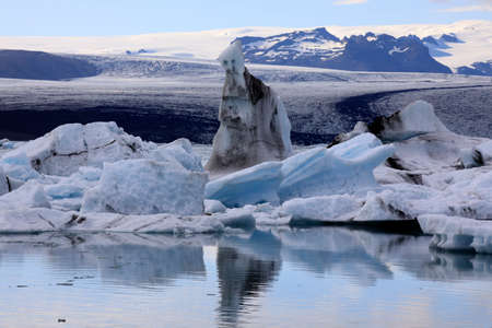 Jokulsarlon / Iceland - August 29, 2017: Ice formations and icebergs in Glacier Lagoon, Iceland, Europeのeditorial素材