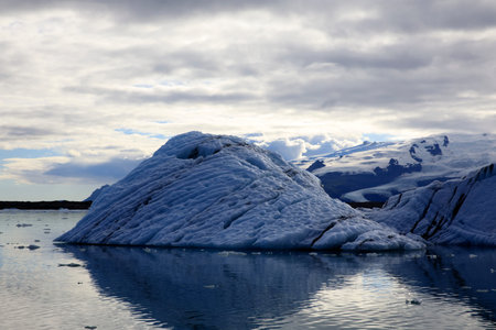 Jokulsarlon / Iceland - August 29, 2017: Ice formations and icebergs in Glacier Lagoon, Iceland,...
