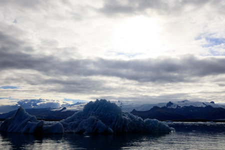 Jokulsarlon / Iceland - August 29, 2017: Ice formations and icebergs in Glacier Lagoon, Iceland, Europeのeditorial素材
