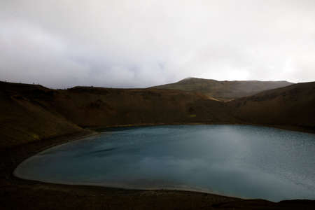 Iceland - August 30, 2017: Viti crater in Krafla volcanic area, Iceland, Europeのeditorial素材