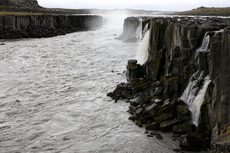 Iceland - August 30, 2017: The Sellfoss waterfall, Iceland, Europe