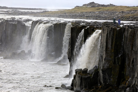Iceland - August 30, 2017: The Sellfoss waterfall, Iceland, Europeのeditorial素材