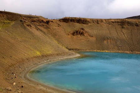 Iceland - August 30, 2017: Viti crater in Krafla volcanic area, Iceland, Europeのeditorial素材