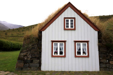 Akureyri / Iceland - August 26, 2017: Typical houses in Laufas Folk museum area, Iceland, Europeのeditorial素材