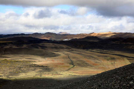 Myvatn / Iceland - August 30, 2017: Landscape view from volcano Hiverfjall, Iceland, Europeのeditorial素材