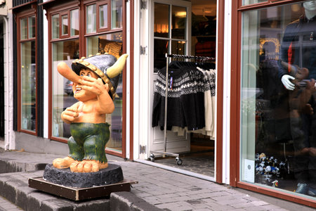 Akureyri / Iceland - August 30, 2017: Souvenir shop in Akureyri village, Iceland, Europeのeditorial素材