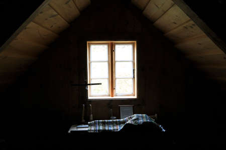 Akureyri / Iceland - August 26, 2017: Houses inside in Laufas Folk museum, Iceland, Europeのeditorial素材