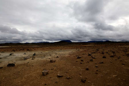 Hverir / Iceland - August 30, 2017: Landscape near Hverir fumarole area, Myvatn Lake area, Iceland, Europeのeditorial素材