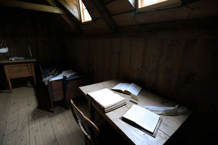 Akureyri / Iceland - August 26, 2017: Houses inside in Laufas Folk museum, Iceland, Europeのeditorial素材