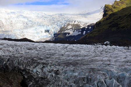 Skaftafell / Iceland - August 18, 2017: Skaftafellsjokull glacier view with ice formation, Iceland, Europeのeditorial素材