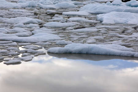 Fjallsarlon / Iceland - August 18, 2017: Ice formation at Fjallsarlon Glacier Lagoon, Iceland, Europeのeditorial素材