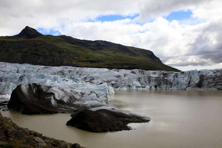 Skaftafell / Iceland - August 18, 2017: Skaftafellsjokull glacier view with ice formation, Iceland, Europeのeditorial素材