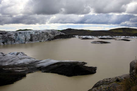 Skaftafell / Iceland - August 18, 2017: Skaftafellsjokull glacier view with ice formation, Iceland, Europeのeditorial素材