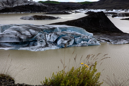 Skaftafell / Iceland - August 18, 2017: Skaftafellsjokull glacier view with ice formation, Iceland, Europeのeditorial素材