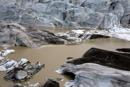 Skaftafell / Iceland - August 18, 2017: Skaftafellsjokull glacier view with ice formation, Iceland, Europeのeditorial素材