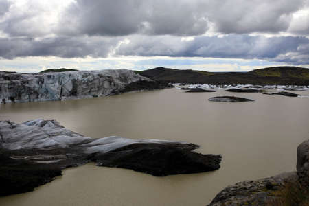 Skaftafell / Iceland - August 18, 2017: Skaftafellsjokull glacier view with ice formation, Iceland, Europeのeditorial素材