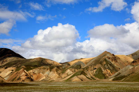 Landmannalaugar / Iceland - August 15, 2017: Colorful mountains at Landmannalaugar park, Iceland, Europeのeditorial素材