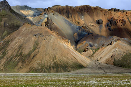 Landmannalaugar / Iceland - August 15, 2017: Colorful mountains at Landmannalaugar park, Iceland, Europeのeditorial素材