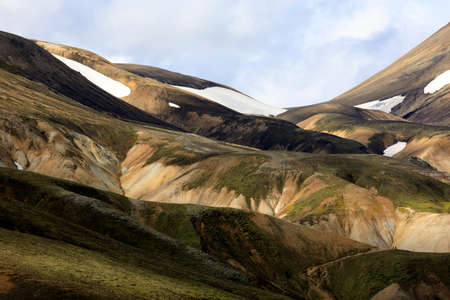 Landmannalaugar / Iceland - August 15, 2017: Colorful mountains at Landmannalaugar park, Iceland, Europeのeditorial素材