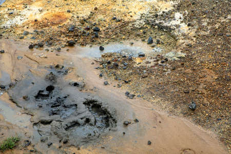Krisuvik / Iceland - August 15, 2017: Geothermal manifestations in Krisuvik geothermal area, Iceland, Europeのeditorial素材