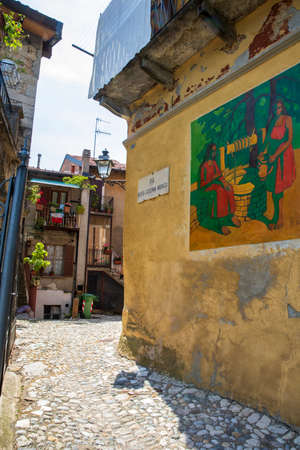 Sacro Monte (VA), Italy - June 01, 2020: A typical house al pilgrimage village of Santa Maria del Monte on Sacro Monte di Varese, UNESCO World Cultural Heritage Site, Santa Maria del Monte, Varese, Lombardy, Italyのeditorial素材