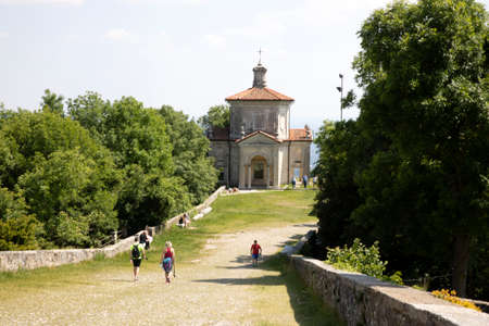 Sacro Monte (VA), Italy - June 01, 2020: A chapel at pilgrimage village of Santa Maria del Monte on Sacro Monte di Varese, UNESCO World Cultural Heritage Site, Santa Maria del Monte, Varese, Lombardy, Italyのeditorial素材